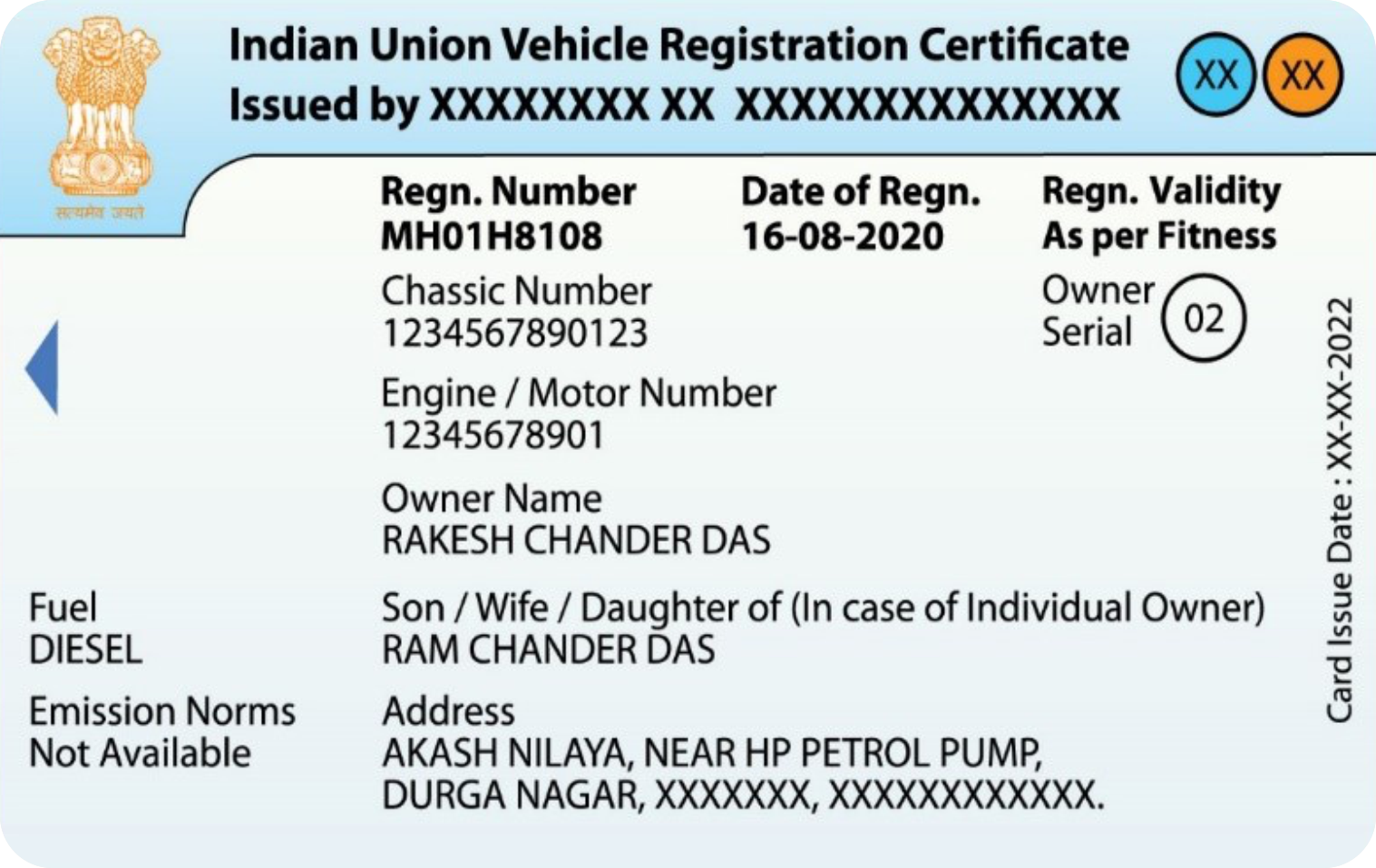 Vehicle Registration Certificate
